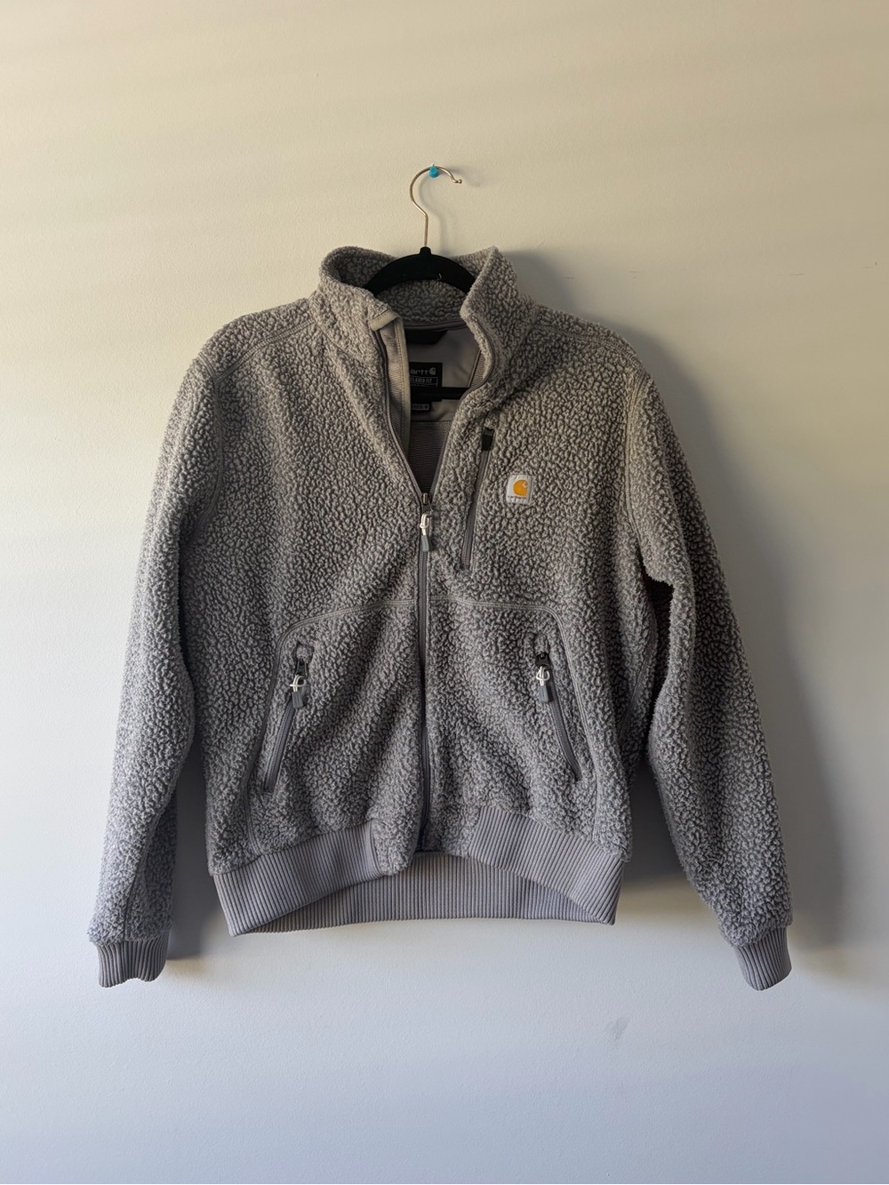 Carhartt Sherpa Fleece Jacket Womens Medium Gray Relaxed Fit Full Zip Workwear